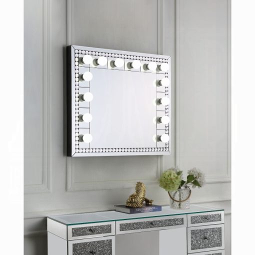 Acme Farai Mirrored & Faux Crystal Diamonds rectangular Accent Mirror