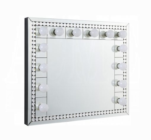 Acme Farai Mirrored & Faux Crystal Diamonds rectangular Accent Mirror - Image 2