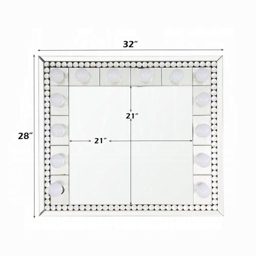 Acme Farai Mirrored & Faux Crystal Diamonds rectangular Accent Mirror - Image 4
