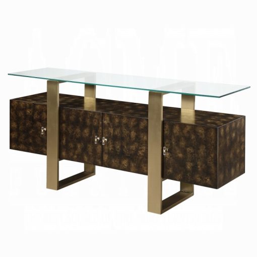 Acme Mabyn Brass & Antique Brown Console Cabinet - Image 2