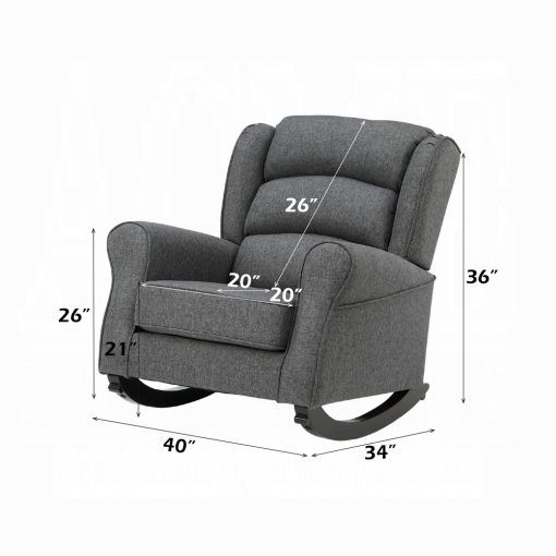 Acme Fabien Gray Fabric Rocking Chair - Image 6