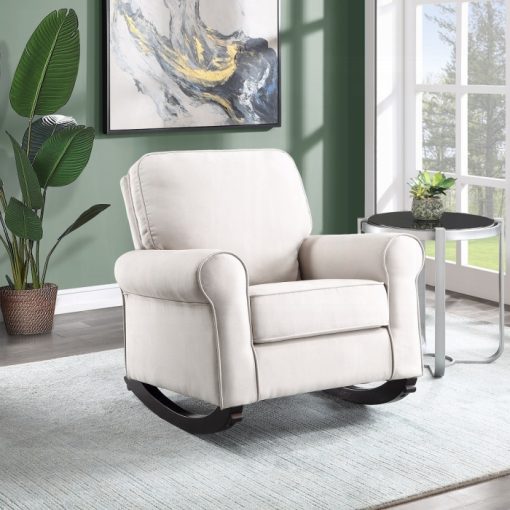 Acme Elvin Beige Fabric Rocking Chair