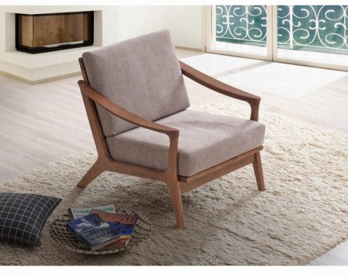 Acme Lide Light Brown Fabric & Brown Accent Chair