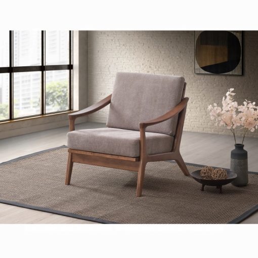Acme Lide Light Brown Fabric & Brown Accent Chair - Image 6