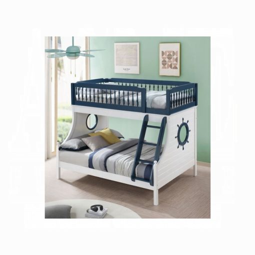 Acme Farah Navy Blue & White Bunk Bed (T/F)