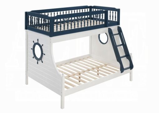 Acme Farah Navy Blue & White Bunk Bed (T/F) - Image 2