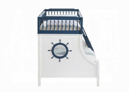 Acme Farah Navy Blue & White Bunk Bed (T/F) - Image 4