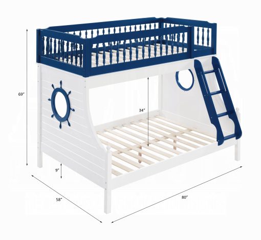 Acme Farah Navy Blue & White Bunk Bed (T/F) - Image 6