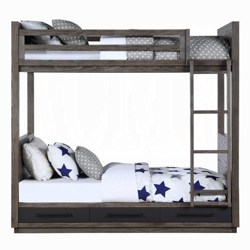 Acme Estevon Gray Oak Bunk Bed (T/T) with Storage - Image 3