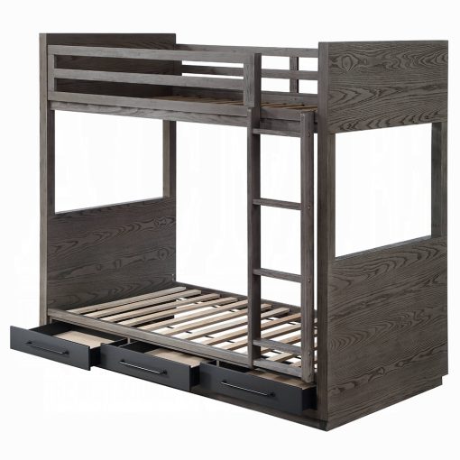 Acme Estevon Gray Oak Bunk Bed (T/T) with Storage - Image 5