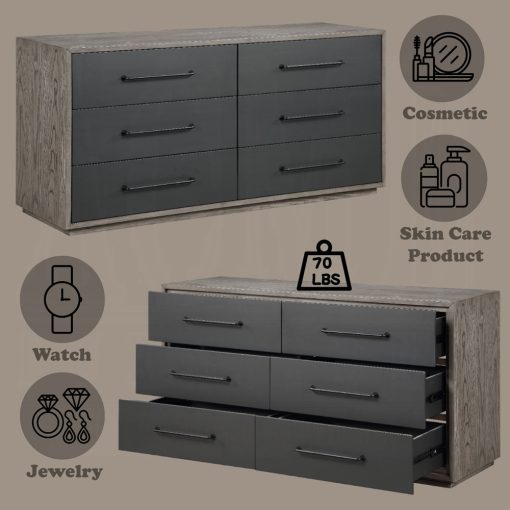 Acme Estevon Gray Oak Dresser - Image 6
