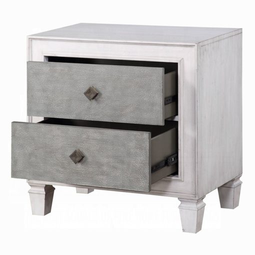 Acme Katia Rustic Gray & Weathered White Nightstand - Image 4