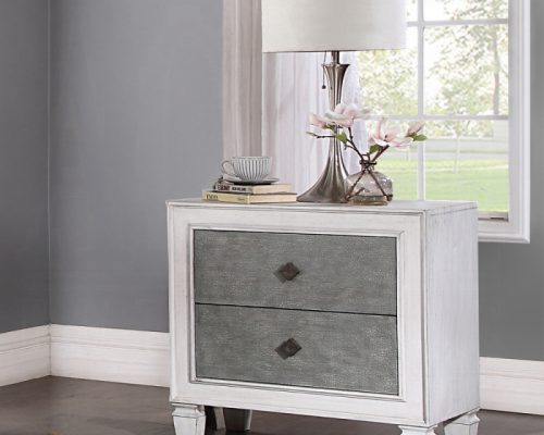 Acme Katia Rustic Gray & Weathered White Nightstand