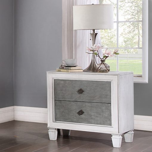 Acme Katia Rustic Gray & Weathered White Nightstand
