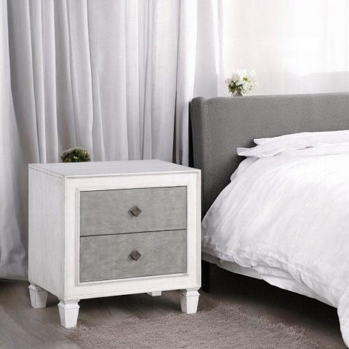 Acme Katia Rustic Gray & Weathered White Nightstand - Image 6