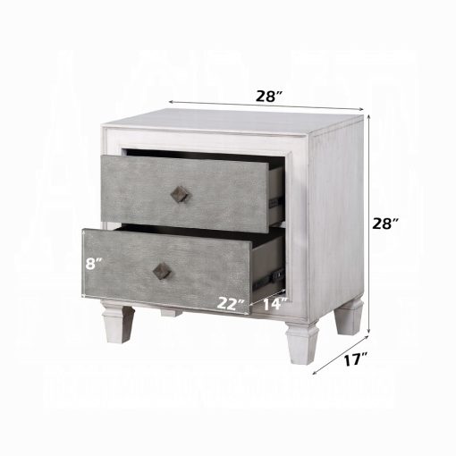 Acme Katia Rustic Gray & Weathered White Nightstand - Image 7