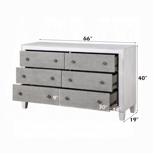 Acme Katia Rustic Gray & Weathered White Dresser - Image 5