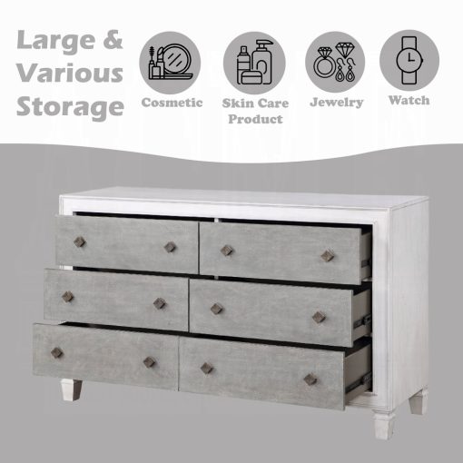 Acme Katia Rustic Gray & Weathered White Dresser - Image 6