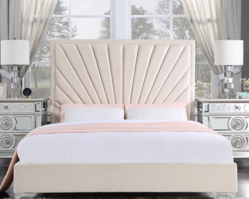 Acme Faiz Beige Velvet Eastern Bed