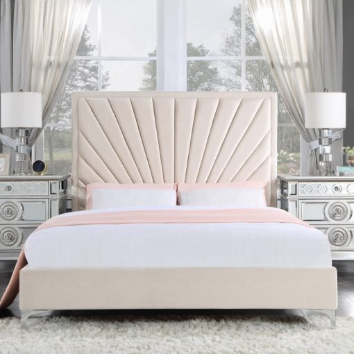 Acme Faiz Beige Velvet Eastern Bed