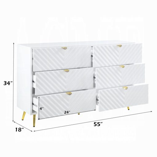 Acme Gaines White High Gloss Dresser - Image 8