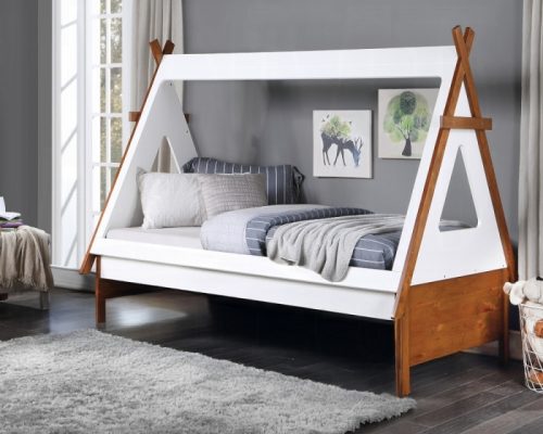 Acme Loreen Oak & White Twin Bed
