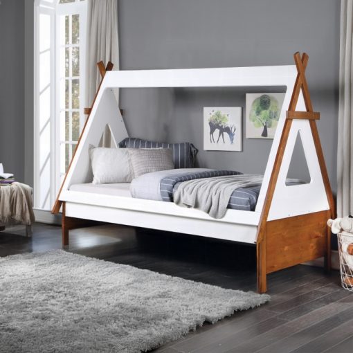 Acme Loreen Oak & White Twin Bed