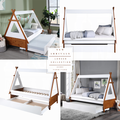 Acme Loreen Oak & White Twin Bed - Image 7