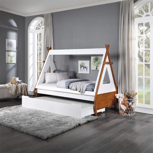 Acme Loreen Oak & White Twin Bed - Image 8