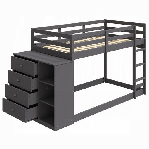 Acme Gaston Gray Bunk Bed (T/T) with 4 Drawers & 3 Compartments - Image 3