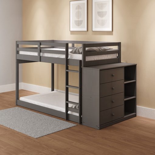 Acme Gaston Gray Bunk Bed (T/T) with 4 Drawers & 3 Compartments - Image 8