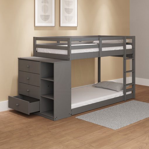 Acme Gaston Gray Bunk Bed (T/T) with 4 Drawers & 3 Compartments - Image 11