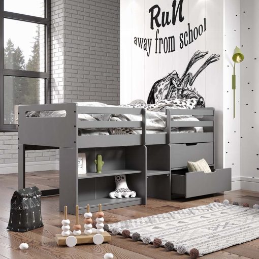 Acme Fabiana Gray Twin Loft Bed with Storage - Image 2