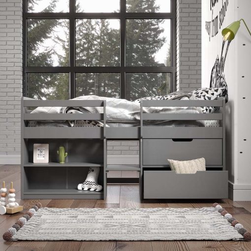 Acme Fabiana Gray Twin Loft Bed with Storage - Image 3