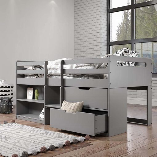 Acme Fabiana Gray Twin Loft Bed with Storage - Image 4