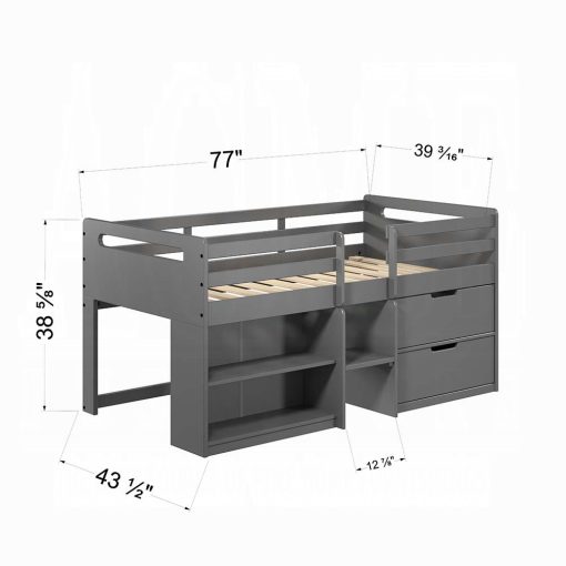 Acme Fabiana Gray Twin Loft Bed with Storage - Image 8