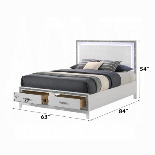 Acme Haiden LED & White Bed with Storage - Image 8