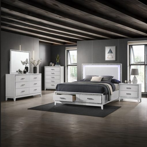 Acme Haiden LED & White Bed with Storage - Image 7