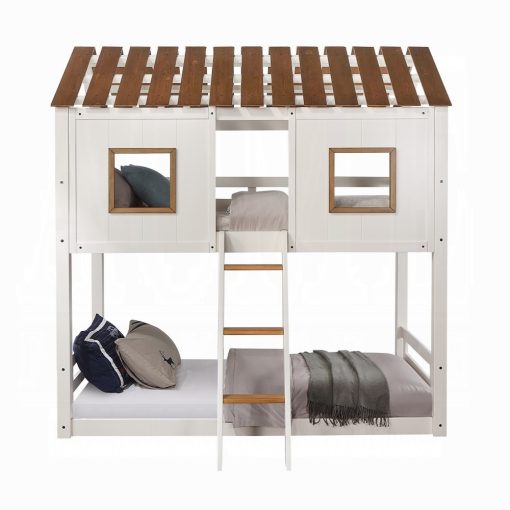 Acme Inara White & Rustic Oak Bunk Bed (T/T) - Image 3