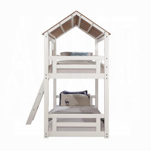 Acme Inara White & Rustic Oak Bunk Bed (T/T) - Image 4