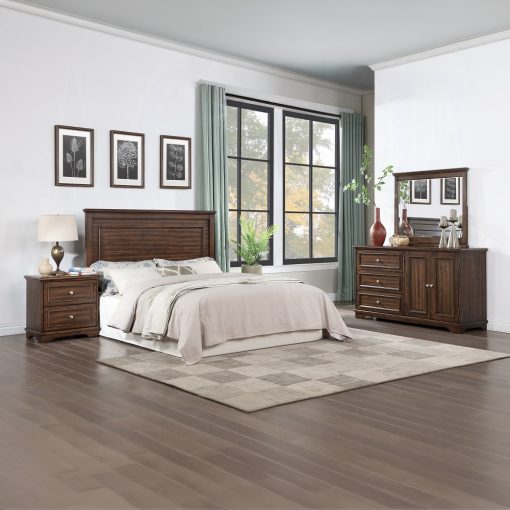 Acme Franklin Brushed Walnut 4Pcs Pack Bed Set