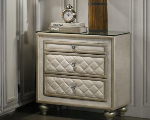 Acme Lucienne Beige Velvet Nightstand