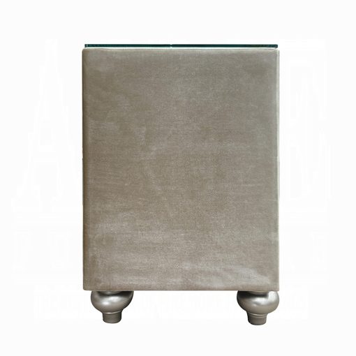 Acme Lucienne Beige Velvet Nightstand - Image 5