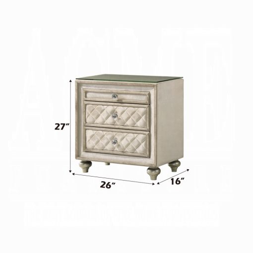 Acme Lucienne Beige Velvet Nightstand - Image 12
