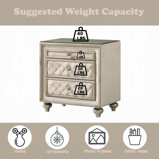 Acme Lucienne Beige Velvet Nightstand - Image 13