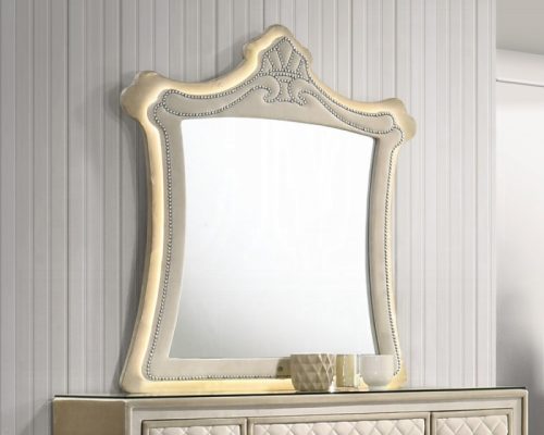 Acme Lucienne Beige Velvet Mirror w/LED