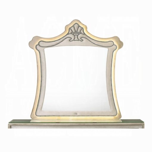 Acme Lucienne Beige Velvet Mirror w/LED - Image 3