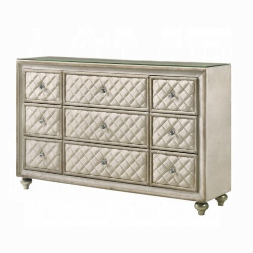 Acme Lucienne Beige Velvet Dresser - Image 2
