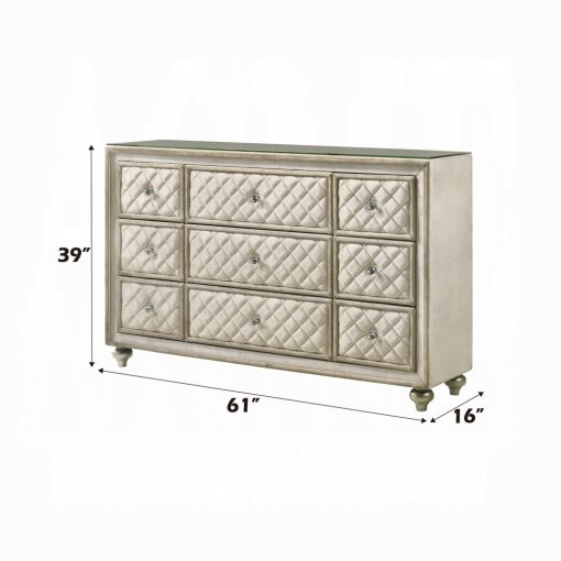 Acme Lucienne Beige Velvet Dresser - Image 5