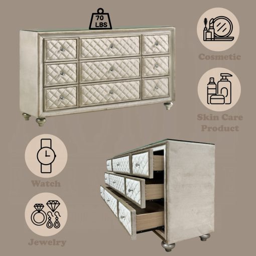 Acme Lucienne Beige Velvet Dresser - Image 6